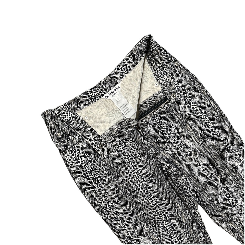 Paolo Santini Studio Snakeskin Print Suit Blazer Pants Womens Size 6 Stretch - Picture 6 of 15